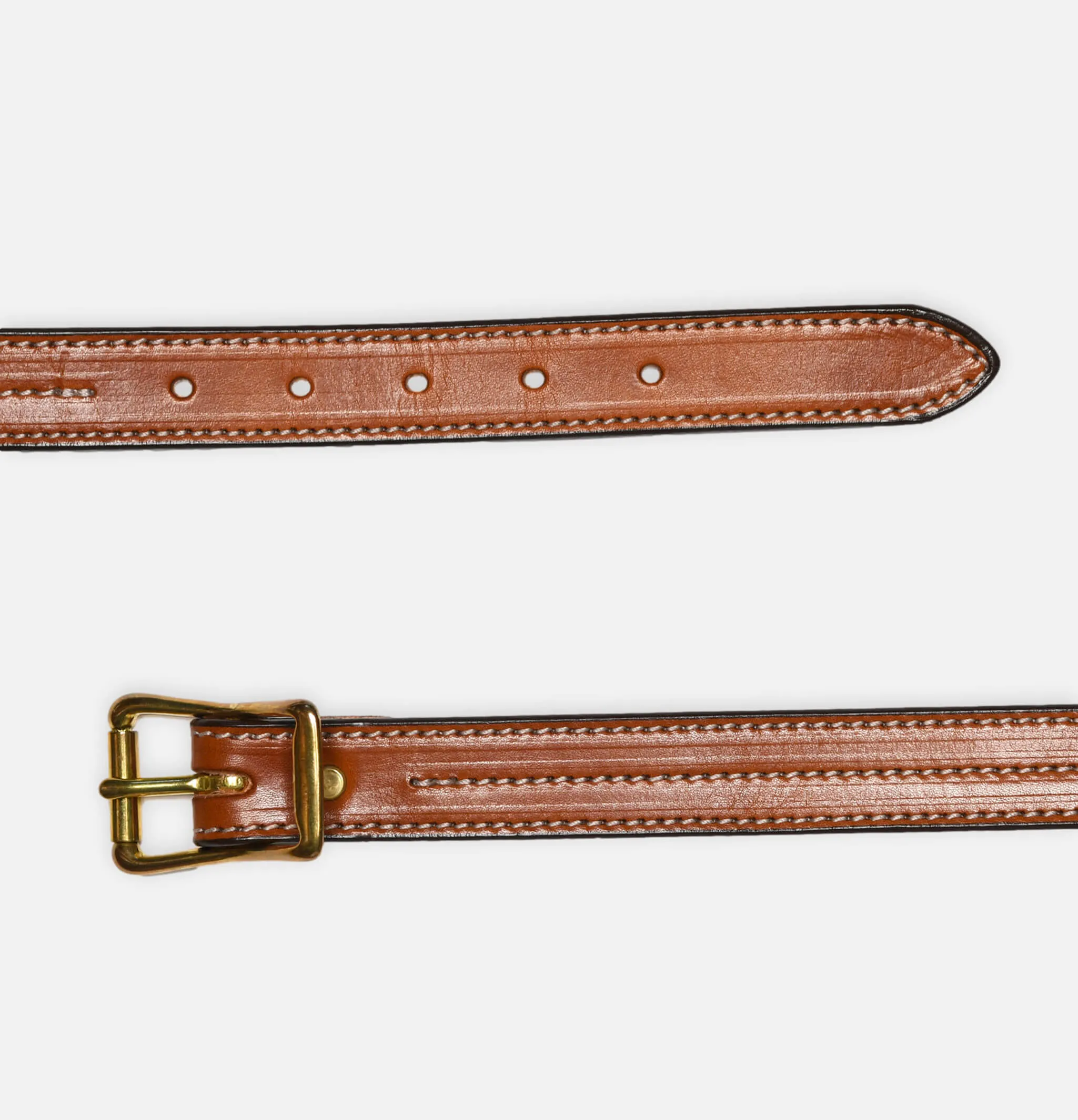 Yuketen | Triple Stitched Leather Belt Havana | Shop Royalcheese